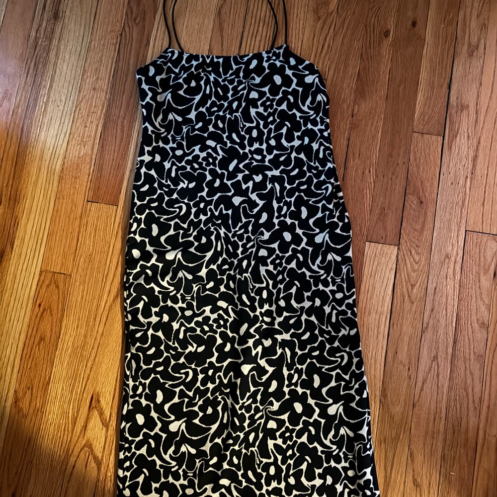 Zara Black and White Slip Midi Dress